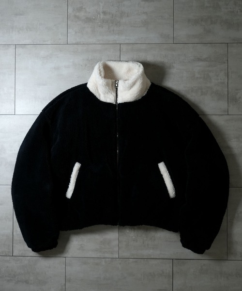 Ritzy(リッツィー)の「shaggy fleece short blouson/シャギーフリース ショートブルゾン レディース メンズ(ブルゾン・メンズ・ベージュ/ブラック/オフホワイト・M/L/XL)」の6枚目の写真