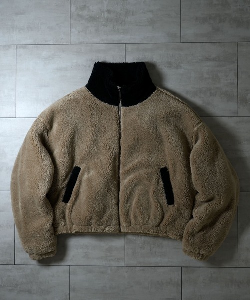 Ritzy(リッツィー)の「shaggy fleece short blouson/シャギーフリース ショートブルゾン レディース メンズ(ブルゾン・メンズ・ベージュ/ブラック/オフホワイト・M/L/XL)」の7枚目の写真