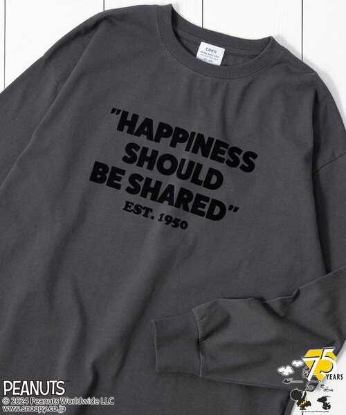 coen(コーエン)の「PEANUTS(ピーナッツ)×coen 天竺ロングスリーブTシャツ(Tシャツ/カットソー・レディース・ダークグレー/ブラック/オフホワイト/ライトグレー・L/M)」の4枚目の写真