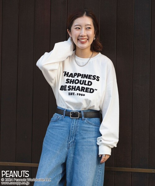 coen(コーエン)の「PEANUTS(ピーナッツ)×coen 天竺ロングスリーブTシャツ(Tシャツ/カットソー・レディース・ダークグレー/ブラック/オフホワイト/ライトグレー・L/M)」の5枚目の写真