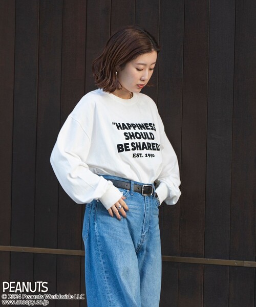 coen(コーエン)の「PEANUTS(ピーナッツ)×coen 天竺ロングスリーブTシャツ(Tシャツ/カットソー・レディース・ダークグレー/ブラック/オフホワイト/ライトグレー・L/M)」の6枚目の写真