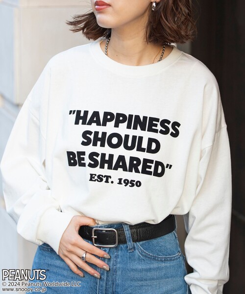 coen(コーエン)の「PEANUTS(ピーナッツ)×coen 天竺ロングスリーブTシャツ(Tシャツ/カットソー・レディース・ダークグレー/ブラック/オフホワイト/ライトグレー・L/M)」の7枚目の写真