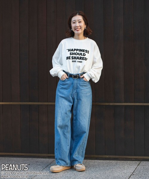 coen(コーエン)の「PEANUTS(ピーナッツ)×coen 天竺ロングスリーブTシャツ(Tシャツ/カットソー・レディース・ダークグレー/ブラック/オフホワイト/ライトグレー・L/M)」の9枚目の写真
