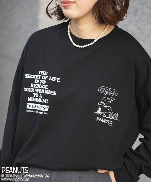 coen(コーエン)の「PEANUTS(ピーナッツ)×coen 天竺ロングスリーブTシャツ(Tシャツ/カットソー・レディース・ダークグレー/ブラック/オフホワイト/ライトグレー・L/M)」の13枚目の写真