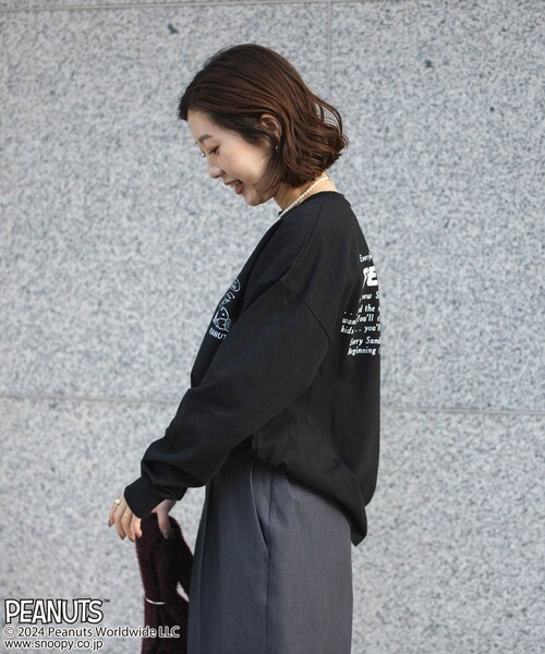 coen(コーエン)の「PEANUTS(ピーナッツ)×coen 天竺ロングスリーブTシャツ(Tシャツ/カットソー・レディース・ダークグレー/ブラック/オフホワイト/ライトグレー・L/M)」の14枚目の写真
