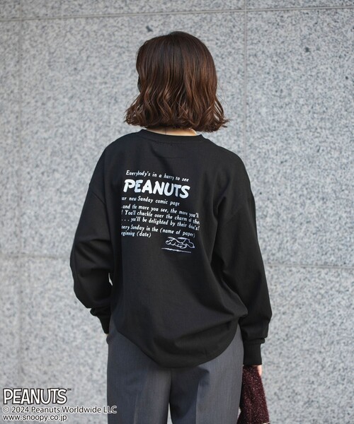 coen(コーエン)の「PEANUTS(ピーナッツ)×coen 天竺ロングスリーブTシャツ(Tシャツ/カットソー・レディース・ダークグレー/ブラック/オフホワイト/ライトグレー・L/M)」の15枚目の写真
