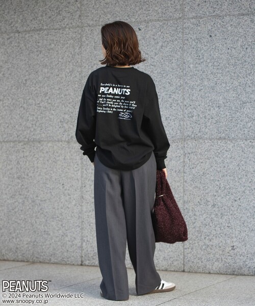 coen(コーエン)の「PEANUTS(ピーナッツ)×coen 天竺ロングスリーブTシャツ(Tシャツ/カットソー・レディース・ダークグレー/ブラック/オフホワイト/ライトグレー・L/M)」の18枚目の写真