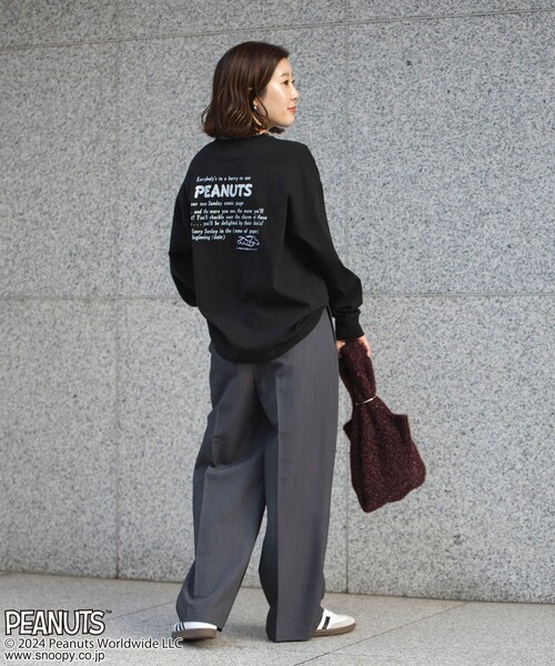 coen(コーエン)の「PEANUTS(ピーナッツ)×coen 天竺ロングスリーブTシャツ(Tシャツ/カットソー・レディース・ダークグレー/ブラック/オフホワイト/ライトグレー・L/M)」の19枚目の写真