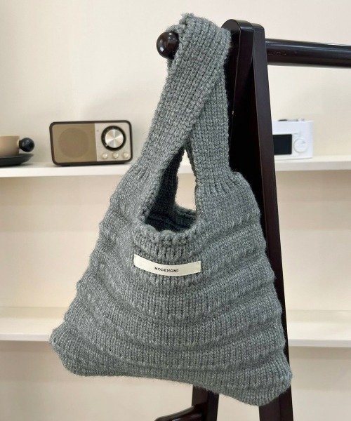 Miniministore(ミニミニストア)の「ミニハンドバッグ 英字ロゴ ニットバッグ(ハンドバッグ・レディース・ライトグリーン/クリーム/グリーン/ブルー/フューシャピンク/ブラック/グレー/ブラウン/レッド・FREE)」の2枚目の写真