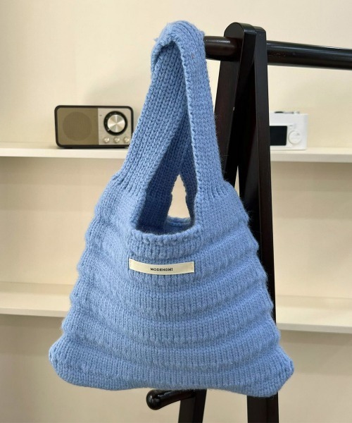 Miniministore(ミニミニストア)の「ミニハンドバッグ 英字ロゴ ニットバッグ(ハンドバッグ・レディース・ライトグリーン/クリーム/グリーン/ブルー/フューシャピンク/ブラック/グレー/ブラウン/レッド・FREE)」の7枚目の写真