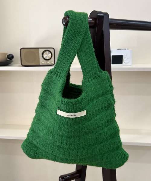 Miniministore(ミニミニストア)の「ミニハンドバッグ 英字ロゴ ニットバッグ(ハンドバッグ・レディース・ライトグリーン/クリーム/グリーン/ブルー/フューシャピンク/ブラック/グレー/ブラウン/レッド・FREE)」の5枚目の写真