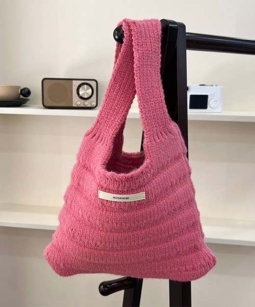 Miniministore(ミニミニストア)の「ミニハンドバッグ 英字ロゴ ニットバッグ(ハンドバッグ・レディース・ライトグリーン/クリーム/グリーン/ブルー/フューシャピンク/ブラック/グレー/ブラウン/レッド・FREE)」の8枚目の写真
