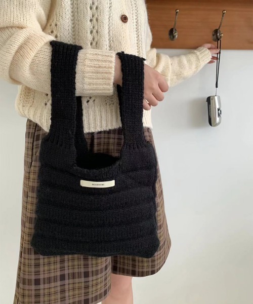 Miniministore(ミニミニストア)の「ミニハンドバッグ 英字ロゴ ニットバッグ(ハンドバッグ・レディース・ライトグリーン/クリーム/グリーン/ブルー/フューシャピンク/ブラック/グレー/ブラウン/レッド・FREE)」の13枚目の写真