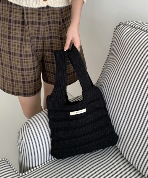 Miniministore(ミニミニストア)の「ミニハンドバッグ 英字ロゴ ニットバッグ(ハンドバッグ・レディース・ライトグリーン/クリーム/グリーン/ブルー/フューシャピンク/ブラック/グレー/ブラウン/レッド・FREE)」の14枚目の写真