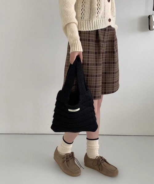Miniministore(ミニミニストア)の「ミニハンドバッグ 英字ロゴ ニットバッグ(ハンドバッグ・レディース・ライトグリーン/クリーム/グリーン/ブルー/フューシャピンク/ブラック/グレー/ブラウン/レッド・FREE)」の15枚目の写真
