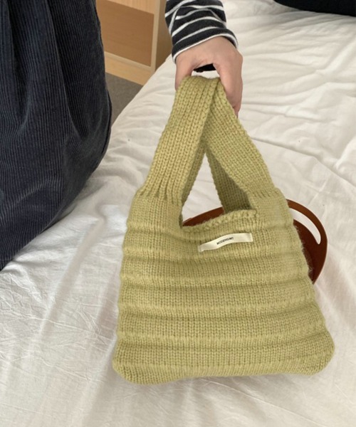 Miniministore(ミニミニストア)の「ミニハンドバッグ 英字ロゴ ニットバッグ(ハンドバッグ・レディース・ライトグリーン/クリーム/グリーン/ブルー/フューシャピンク/ブラック/グレー/ブラウン/レッド・FREE)」の16枚目の写真