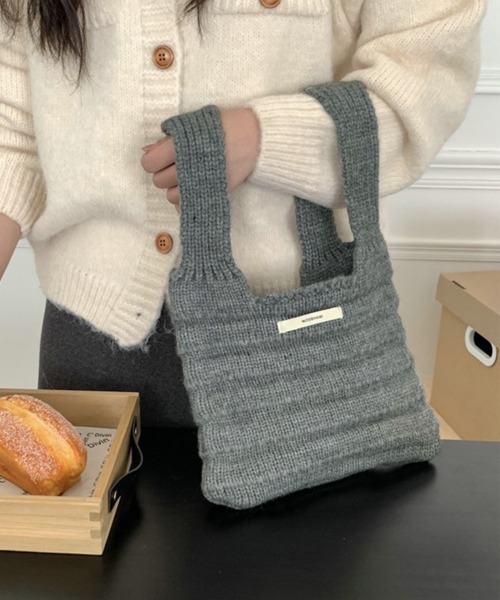 Miniministore(ミニミニストア)の「ミニハンドバッグ 英字ロゴ ニットバッグ(ハンドバッグ・レディース・ライトグリーン/クリーム/グリーン/ブルー/フューシャピンク/ブラック/グレー/ブラウン/レッド・FREE)」の19枚目の写真