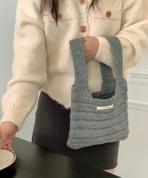 Miniministore(ミニミニストア)の「ミニハンドバッグ 英字ロゴ ニットバッグ(ハンドバッグ・レディース・ライトグリーン/クリーム/グリーン/ブルー/フューシャピンク/ブラック/グレー/ブラウン/レッド・FREE)」の20枚目の写真