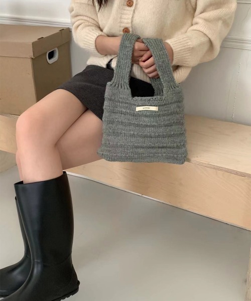 Miniministore(ミニミニストア)の「ミニハンドバッグ 英字ロゴ ニットバッグ(ハンドバッグ・レディース・ライトグリーン/クリーム/グリーン/ブルー/フューシャピンク/ブラック/グレー/ブラウン/レッド・FREE)」の21枚目の写真