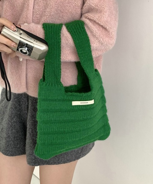 Miniministore(ミニミニストア)の「ミニハンドバッグ 英字ロゴ ニットバッグ(ハンドバッグ・レディース・ライトグリーン/クリーム/グリーン/ブルー/フューシャピンク/ブラック/グレー/ブラウン/レッド・FREE)」の22枚目の写真