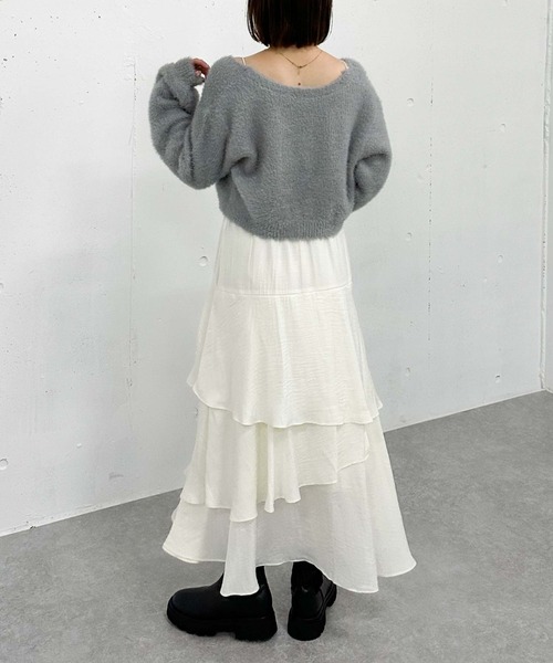 archives（アルシーヴ）の「マットサテンフリルティアードスカート（スカート・レディース・オレンジ/グレー/オフホワイト/ブラック・MEDIUM）」の10枚目の写真