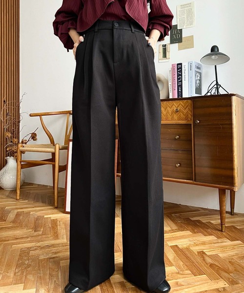 LOULOU select(ルルセレクト)の「ウールライク起毛ツータックセミワイドパンツ(その他パンツ・レディース・チャコールグレー/ブラック/ブラウン・M/S/L)」の17枚目の写真