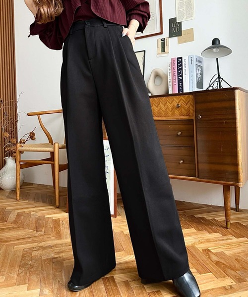 LOULOU select(ルルセレクト)の「ウールライク起毛ツータックセミワイドパンツ(その他パンツ・レディース・チャコールグレー/ブラック/ブラウン・M/S/L)」の19枚目の写真