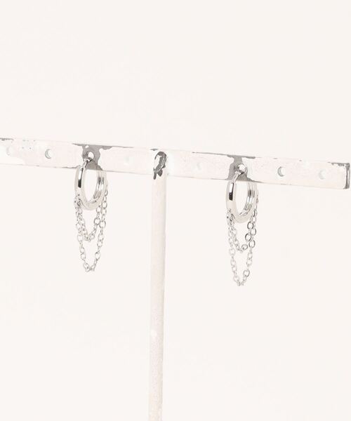 Burner（バーナー）の「【OKUOKU　0909】デザイン ダブルチェーン フープピアス　両耳用　 oku-pierce-629308850158-6 Nn【RBTS】（ピアス（両耳用）・レディース・シルバー・FREE）」の2枚目の写真