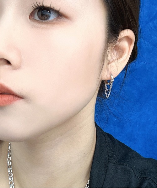 Burner（バーナー）の「【OKUOKU　0909】デザイン ダブルチェーン フープピアス　両耳用　 oku-pierce-629308850158-6 Nn【RBTS】（ピアス（両耳用）・レディース・シルバー・FREE）」の9枚目の写真