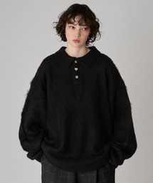 SILVER BUTTON SHAGGY KNIT POLO / シルバーボタンシャギーニットポロ