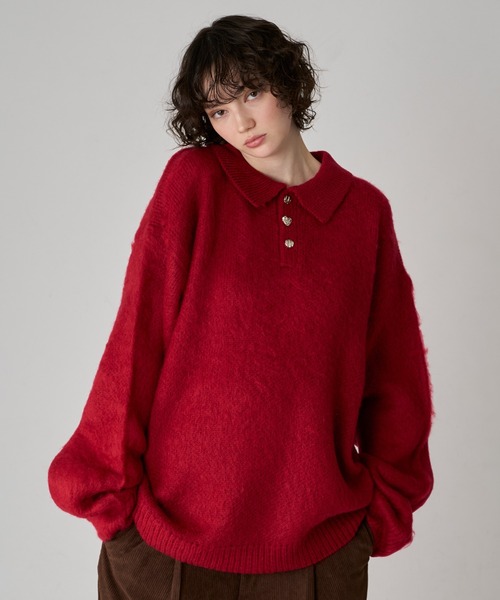ONCILY（オンシェリー）の「SILVER BUTTON SHAGGY KNIT POLO