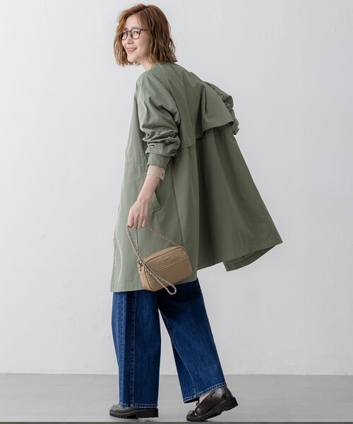 129 新品 23区【撥水加工】ライトツイル ノーカラーコート 38 23区 【撥水加工】ライトツイル ノーカラーコート （ネイビー系