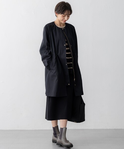 セール】【撥水加工】ライトツイル ノーカラーコート（ノーカラー