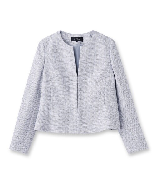 UNTITLED（アンタイトル）の「【通勤】ツイード ペプラムジャケット（ノーカラージャケット・レディース・ベージュ系その他7/ネイビー系3/ブルー系8・00/01/02/03/04/42/44/48/50/46）」の4枚目の写真