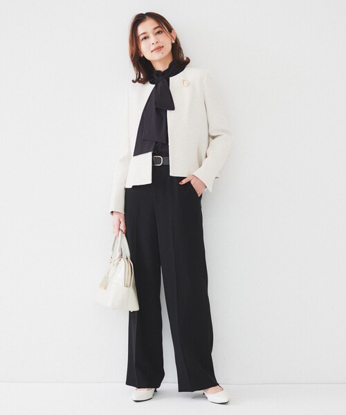 UNTITLED（アンタイトル）の「【通勤】ツイード ペプラムジャケット（ノーカラージャケット・レディース・ベージュ系その他7/ネイビー系3/ブルー系8・00/01/02/03/04/42/44/48/50/46）」の7枚目の写真