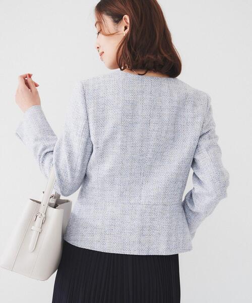 UNTITLED（アンタイトル）の「【通勤】ツイード ペプラムジャケット（ノーカラージャケット・レディース・ベージュ系その他7/ネイビー系3/ブルー系8・00/01/02/03/04/42/44/48/50/46）」の11枚目の写真