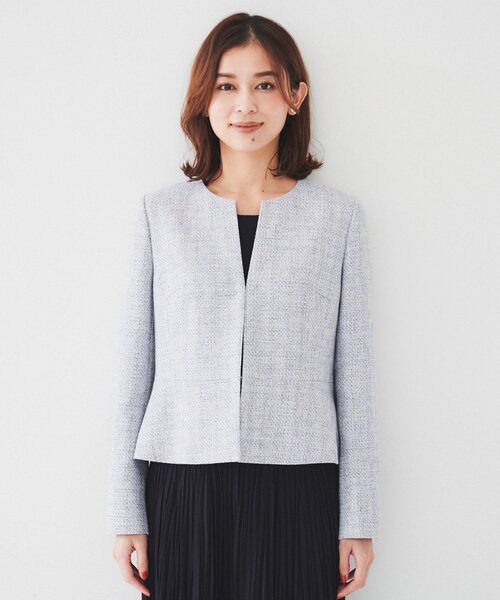 UNTITLED（アンタイトル）の「【通勤】ツイード ペプラムジャケット（ノーカラージャケット・レディース・ベージュ系その他7/ネイビー系3/ブルー系8・00/01/02/03/04/42/44/48/50/46）」の20枚目の写真