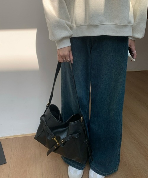 gossip!ロサンゼルス(ゴシップロサンゼルス)の「ヴィンテージ風 大容量ショルダーバッグ/クロスボディバッグ シンプル無地 通勤&通学(ショルダーバッグ・レディース・ブラック/ブラウン・FREE)」の20枚目の写真