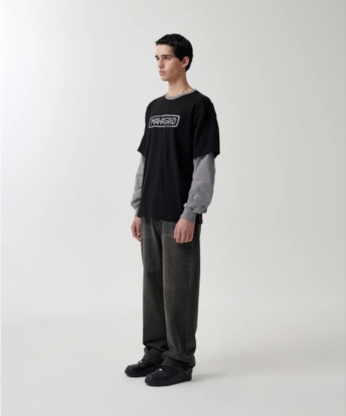 MAHAGRID(マハグリッド)の「『mahagrid/マハグリッド』 BANNER LOGO LAYERED LS TEE/バナーロゴレイヤード ロンTEE(Tシャツ/カットソー・レディース・ブラック/ネイビー・M/L)」の4枚目の写真