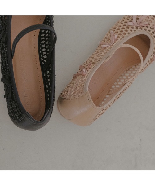Daniella&GEMMA（ダニエラアンドジェマ）の「メニーリボンメッシュフラットシューズ（バレエシューズ・レディース・ブラック/ベージュ・36/37/38/39）」の10枚目の写真