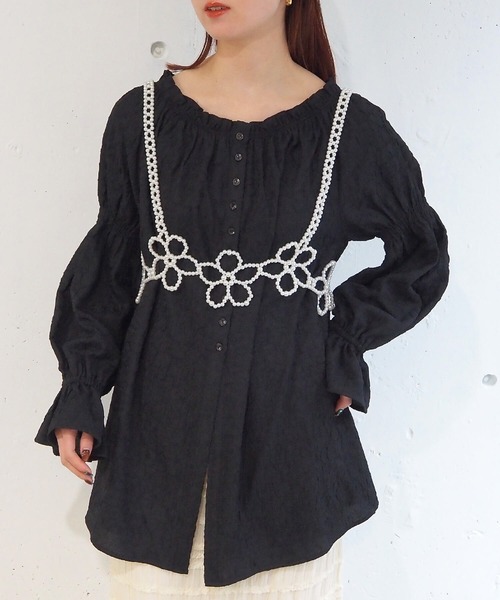 tiptop（ティップトップ）の「ビーズフラワービスチェ（キャミソール・レディース・ブラック系その他/ホワイト系その他・FREE）」の4枚目の写真