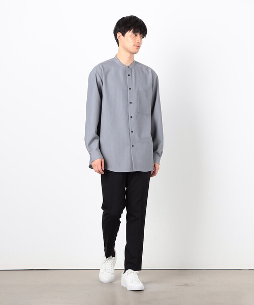 COMME CA ISM（コムサイズム）の「ウールライク バンドカラー シャツ（シャツ/ブラウス・メンズ・グレー/ホワイト/ネイビー・SMALL/MEDIUM/LARGE）」の12枚目の写真