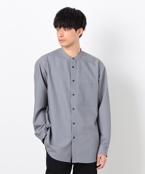 COMME CA ISM（コムサイズム）の「ウールライク バンドカラー シャツ（シャツ/ブラウス・メンズ・グレー/ホワイト/ネイビー・SMALL/MEDIUM/LARGE）」の2枚目の写真