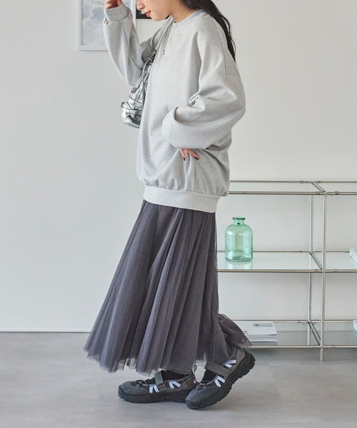 LinoU.(リノユー)の「ボリュームフレアチュールスカート(スカート・レディース・グレー/オフホワイト/ブラック/ライトブルー/ブラウン/ピンク・FREE)」の17枚目の写真