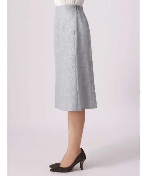 SUIT SQUARE（スーツスクエア）の「【セレモニー】フレアスカート ハンドウォッシュ スラブシャンブレー 織柄（スーツスカート・レディース・ネイビー/ライトグレー・38(9号)/40(11号)/36(7号)）」の5枚目の写真