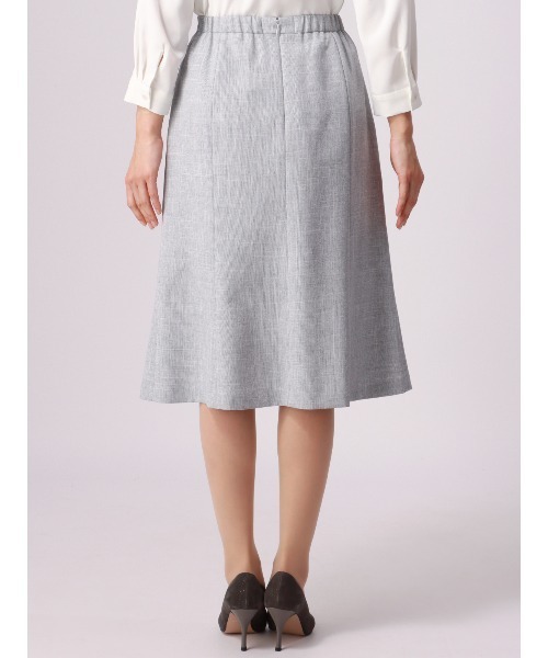 SUIT SQUARE（スーツスクエア）の「【セレモニー】フレアスカート ハンドウォッシュ スラブシャンブレー 織柄（スーツスカート・レディース・ネイビー/ライトグレー・38(9号)/40(11号)/36(7号)）」の6枚目の写真