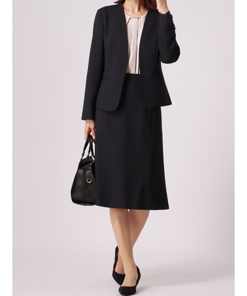 SUIT SQUARE（スーツスクエア）の「【セレモニー】フレアスカート ハンドウォッシュ スラブシャンブレー 織柄（スーツスカート・レディース・ネイビー/ライトグレー・38(9号)/40(11号)/36(7号)）」の10枚目の写真