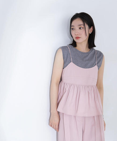 NATURAL BEAUTY BASIC(ナチュラルビューティーベーシック)の「◇クロップドキャミソール(キャミソール・レディース・チャコールグレー/ピンク・FREE)」の5枚目の写真