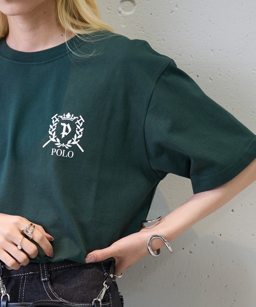 POLO BCS(ポロ ビーシーエス)の「【POLO BCS】ZOZO限定 One point POLO laurel tee ワンポイントポロTee(Tシャツ/カットソー・レディース・グリーン/ピンク/ネイビー/ホワイト/ブラック・XS/XL/L/M/S)」の3枚目の写真