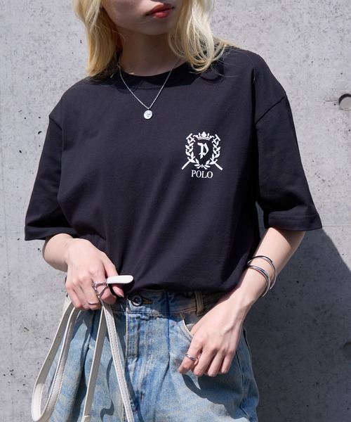 POLO BCS(ポロ ビーシーエス)の「【POLO BCS】ZOZO限定 One point POLO laurel tee ワンポイントポロTee(Tシャツ/カットソー・レディース・グリーン/ピンク/ネイビー/ホワイト/ブラック・XS/XL/L/M/S)」の2枚目の写真